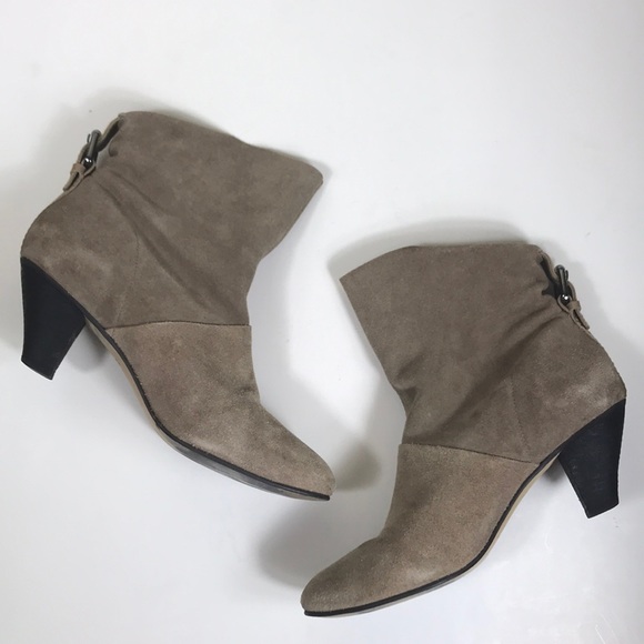 Cynthia Vincent Shoes - Cynthia Vincent Suede Buckle Heel Ankle Boots
